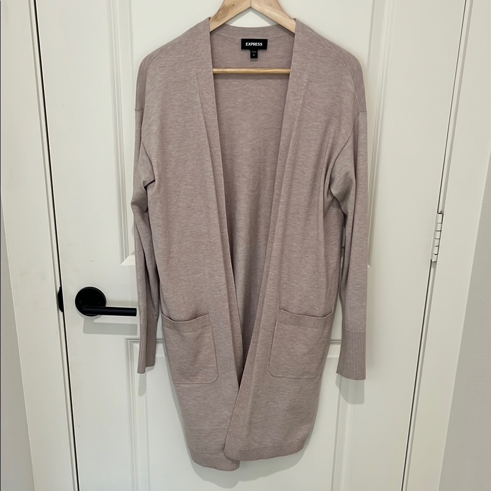 Express long tan cardigan